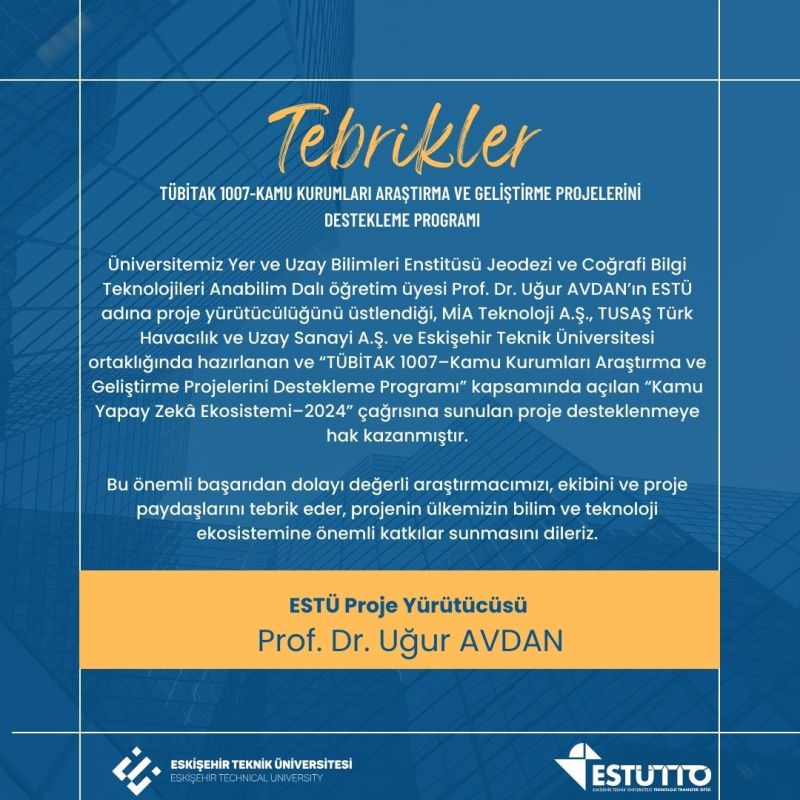 Araştırmacımız TÜBİTAK Tarafından Desteklenmeye Hak Kazandı