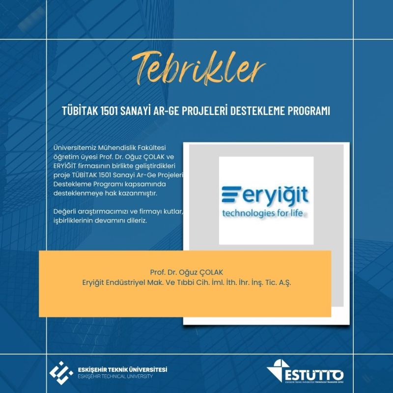 Araştırmacımız TÜBİTAK Tarafından Desteklenmeye Hak Kazandı