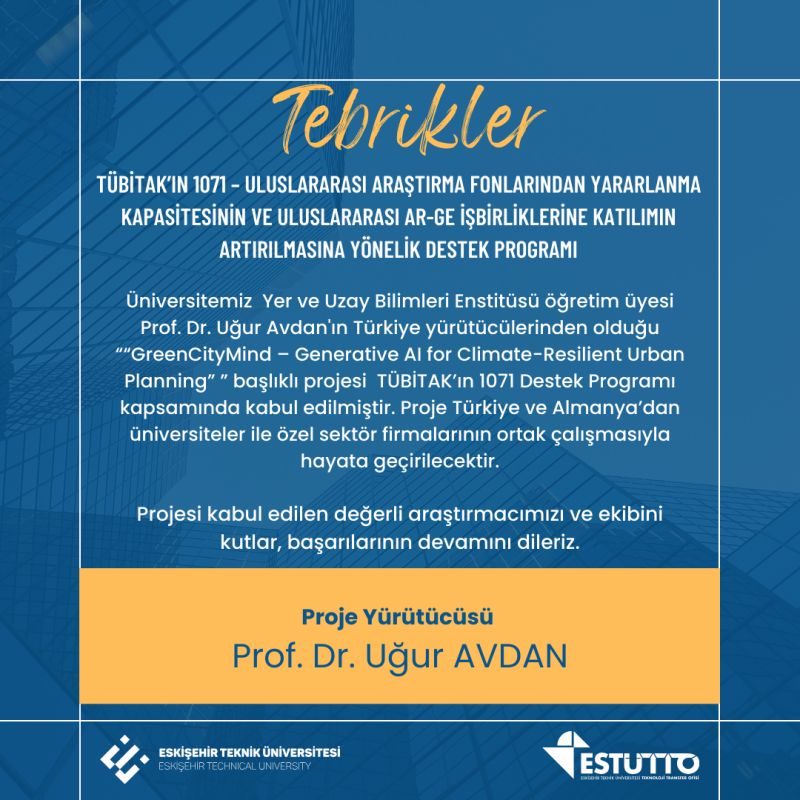 Araştırmacımız TÜBİTAK Tarafından Desteklenmeye Hak Kazandı