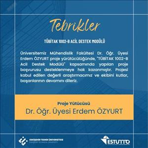 Araştırmacımız TÜBİTAK Tarafından Desteklenmeye Hak Kazandı