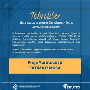 Araştırmacımız TÜSEB Tarafından Desteklenmeye Hak Kazandı