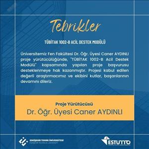 Araştırmacımız TÜBİTAK Tarafından Desteklenmeye Hak Kazandı