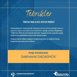 Araştırmacımız TÜBİTAK Tarafından Desteklenmeye Hak Kazandı